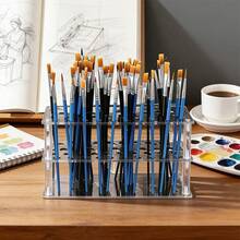 1 Set Acrylic Multi-Layer Modern Acrylic Brush Holder, Multi-Slot Desktop Organizer For Calligraphy Brushes, Easy To Assemble And Disassemble Art Pen Stand - Durable Tool Storage For Studio And Home Use - Multicolor - View 3