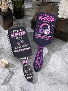 K-POP Collaboration Printed Air Cushion Detangling Brush, Massage Scalp Smoothing Hair Brush, Anti-Static Wide Tooth Comb, Portable Travel Gift, Same As Korean Girl Group - Multicolor - View 1
