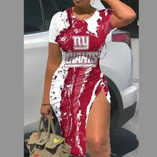 New -York Giants Women Sexy Bodycon Dress With Slit, 3D Football Team Women's Drawstring Slit Dress (1) - Style - 查看 3
