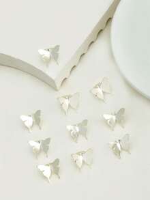 10pcs Silver Butterfly Hair Rings, Mini Butterfly Hair Clips Suitable For Braids, Wigs, Extensions - Silver - View 6