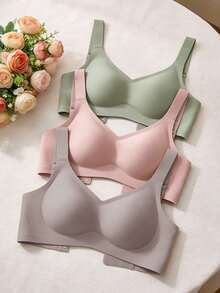 Bộ 3 áo ngực thể thao đơn giản và thoải mái dành cho nữ, không gọng, màu trơn. - Nhiều màu - Xem 2