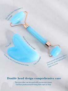 2pcs Face Beauty Massage Set, Dual Roller, Triangle Scraper Body Massage Tools Set, Light Blue,Beauty,Skin Care Products,Spa,Self Care,Skin Care Tools,Face Care,Esthetician Supplies,Massage,Face Massage Tool,Face Roller - 彩色 - 查看 9