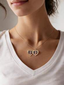 定制个性化双照片心形蝴蝶环氧树脂项链 - 母亲节礼物、情人节礼物、生日/周年纪念礼物、送给朋友/同学的礼物、毕业礼物、圣诞礼物和高端家庭礼物。 - 款式1 - 查看 12