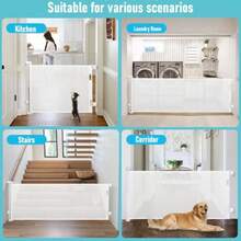 CYNurnesy Puerta de  Retráctil para Mascotas de 140 Cm - Puerta de Malla Anticaída para Gatos y Perros Escalera de Pasillo - 511 - Ver 6