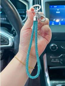 女士时尚水钻手机挂件带钥匙扣，闪亮钥匙包挂饰带腕带礼物纪念品汽车配件包魅力学院风可爱哥特 Y2k - 手鍊鑰匙扣 - 查看 6