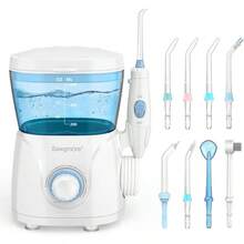 irrigador bucal con hilo dental de agua, gran capacidad de 600 ml, 10 niveles ajustables, 8 boquillas, ideal para dientes y aparatos ortopédicos, para hogar - como en la foto - Ver 6