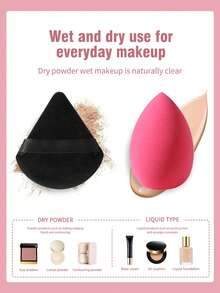 3PCS Triangle Powder Puffs+3PCS Makeup Sponges - Multicolor - View 10