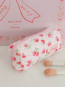 1件/套草莓印花绗缝化妆包，可爱大容量化妆包，化妆工具收纳包，洗漱包，铅笔盒，多功能收纳，可存放化妆品、护肤品、护手霜、防晒霜、首饰、卫生巾、零钱、铅笔、钥匙、小物件等。化妆包钱包，卫生棉条收纳袋，送给朋友、妈妈、情人节、婚礼、伴娘、生日、返校季等场合的礼物，旅行必备，化妆包，旅行必备 - 彩色 - 查看 12