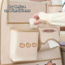 1 pieza Bolsa de almacenamiento colgante para basura de carro con diseño lindo de Capibara de dibujos animados, organizador de carro anti-patadas - A - Ver 10