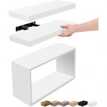 Sorbus Floating Shelves for Wall, Bathroom Shelves Wall Mounted for Kitchen, Bedroom, Bathroom Storage Over Toilet, Hanging Book Shelf for Wall Home Decor Living Room (Mahogany, 3 Pack) - Blanco - Ver 1