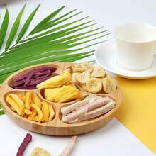 7.9英寸圆形竹制分隔盘,5格木制糖果碟,慵懒风零食托盘,适用于家居装饰和派对(1个) - 彩色 - 查看 8