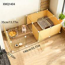 Pet Fence, Dog Isolation Free Combination Indoor Small Dog Kennel With Toilet Area, Home Use Dog Cage - Multicolor - View 4