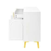 Buffet With Gold Handles And Feet, 4 Doors, 4 Drawers, With Removable Laminate Covering, Suitable For Living Rooms And Dining Rooms, 140*37.8*82 Cm.