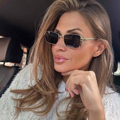 1 Pair Metal Vine Lattice Temple Vintage Small Square Frame Fashionable Glasses