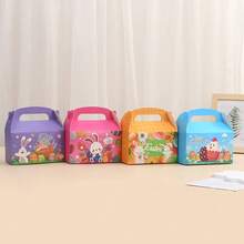 20/10pcs/4pcs Optional Easter Themed Gift Packaging Paper Box Set With Window Rabbit Egg Design, Party Favor Small Gifts, Paper Material With Handle, Includes Easter Card And String, Holiday Party Gift Packaging Box, Birthday Party, Baby Shower, School - Multicolor - View 4