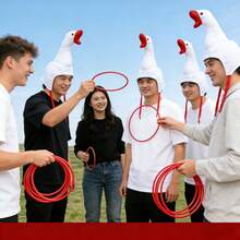 4/8pcs Funny Goose Ring Toss Party Game, Throw Rings At Goose Head Targets To See Who Can Ring The Most, Ideal For Family Entertainment, Holiday Parties, Group Activities, Celebrations And Games - Red and White - View 5