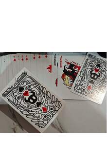 Baralho de Cartas de Jogar Personalizadas com Grafite, Cartas Colecionáveis com Tema de Anjo Preto e Branco, Jogo de Tabuleiro de Entretenimento Multiplayer, Cartas de Papel Durável - Multicolorido - Visão 8