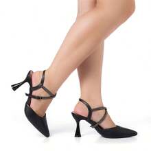 Stessy Shoes Women's Formal Pumps With Rhinestone Straps And Shiny High Heels, Luxury Comfort, 2 Shapes - 黑色 - 查看 4