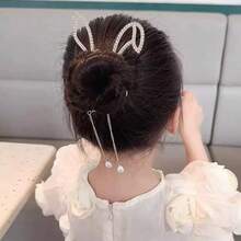 1pc Bunny Ear Hair Clips, Easter Rabbit Ear Ponytail Bun Holder Metal Hair Claw Clip For Ponytail Hairstyle Easter Hair Accessories With Rhinestone Pearl Design Claw Clips, Comfortable Hair Accessories For Women - Multicolor - View 4