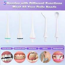 hilo dental eléctrico de agua inalámbrico, irrigador oral, 3 modos, 5 puntas, para higiene familiar, tanque de 300 ml, impermeable - Púrpura - Ver 3