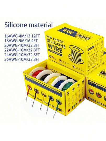 16-26 AWG 多功能硅胶线套装，5 种颜色，镀锡铜线，适用于 DIY 电子产品、家庭布线、扬声器和 LED 灯，110V/220V 家用装修线，家居装饰 > 电气 > 电线