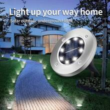 8 LED Solar Powered Stainless Steel Outdoor In-Ground Lights, New Model Lawn Pathway Lights, Waterproof Garden Landscape Lights For Villa - Multicolor - View 9