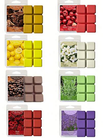 8种不同香味的蜡烛块（3盎司），适用于各种蜡烛加热器的蜡烛块，植物精油香味蜡烛块，大豆蜡烛块，适用于蜡烛加热器、婚礼等场合