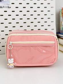 2026 Large Capacity Multi-Pocket Washable Pencil Case, High-Quality Stationery Set With Cute Toy Pendant, Ideal For Students And Campus Use - Watermelon Pink - View 9