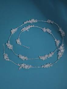 1件优雅水晶花朵新娘头饰，适合婚礼、生日和拍照等场合 - 銀色 - 查看 3