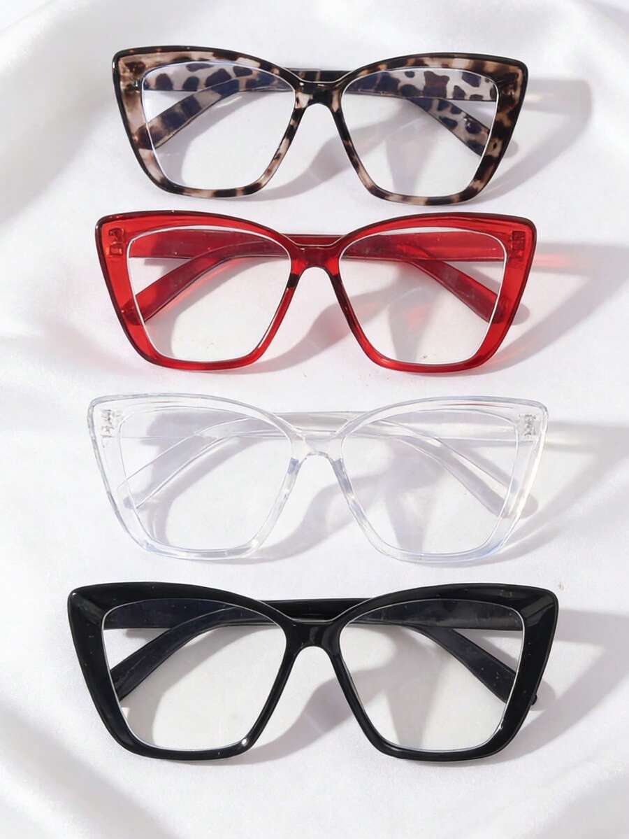 4 款时尚猫眼眼镜，大镜框，百搭、贴合、时尚、精致。 - 彩色 - 查看 1