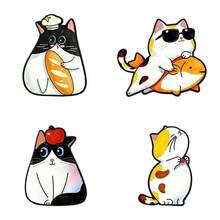 4件套可爱猫咪珐琅胸针时尚装饰胸针饰品翻领包包徽章珠宝礼品 - 彩色 - 查看 5
