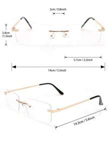 1pc Men's Rectangular Gold Frameless Transparent Glasses, Accessory For Valentine's Day & Vacation - 1pc Gold Frame White Flat - View 5