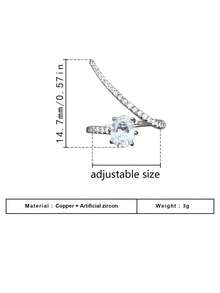 Gift Box Elegant Cubic Zirconia Wrapped Open Ring, Engagement, Party, Daily Versatile Jewelry, Copper Material, Non-Fading, Non-Allergic, Ideal Holiday Gift - Silver - View 5