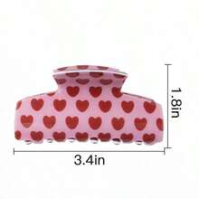 1 Pc Woman Mutible Red Heart Print Cute Hair Claws Clips,Pink Accessories Valentine's Day Valentines Hair Jaw Clip Hair Clamps Hair Clutch Hair Catcher Clip, Claw Clip Fall Winter Hair Clip Hair Accessories Women Vacation Outfits Woman Valentines - 紅色 - 查看 4