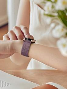 20mm 磁吸扣編織尼龍錶帶，適用於 Galaxy Watch 4 5 6 7 FE 40mm 44mm/Watch 4 6 Classic 42mm 46mm 43mm 47mm/Watch 5 Pro 45mm/Watch 3 41mm/Active 2、Vivoactive 6/Vivoactive 5/3，男女通用可調節錶帶 - 升級磁吸扣-煙紫 - 查看 7