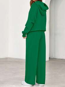 Womens Sweatsuits 2 Piece Set Casual Winter Long Sleeve Hoodie Loose Wide Leg Sweatpants Fall Tracksuit Spring Fall Clothes For Women Valentine Vacation Outfits Women - 綠色 - 查看 2