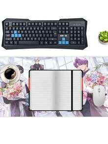 15.75*35.43in Inch Large Extended Mouse Pad, Gaming Keyboard Desk Mat With Non-Slip Rubber Base & Water-Resistant Design, Perfect For Home, Office & Gaming Use, Black - White - View 7