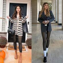 1 Pair Women's Thermal Winter Tights - Thickened -40°C/104°F Proof, Sexy Sheer Coffee Brown Tights, Autumn/Winter Fleece Pantyhose For Business & Sexy Look,Thermal Lined Tights,Fall New Style Women,Warm Bottoming Pants,BridalLingerie - màu đen - Xem 3