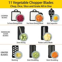 13-In-1 Vegetable Chopper, Multi-Function Fruit Slicer, Handle-Style Food Mincer, Vegetable Cutter, Container Included Cutting Tool, Onion Chopper With Interchangeable Blades, Homemade Potato Shredder, Kitchen Gadgets - Multicolor - View 6