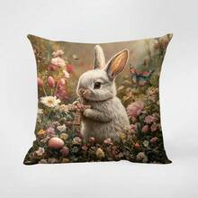 4件/1件 花卉图案蜻蜓、蝴蝶、蜜蜂短绒印花枕套，适用于客厅、卧室、沙发、家居装饰、房间装饰