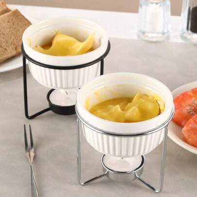 1pc Ceramic Chocolate & Cheese Melting Pot Set, Chocolate Fondue Cup, Cheese Fondue Cup, Candles Not Included