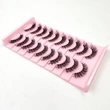 10 Pairs Value Pack Transparent Band 5D Faux Mink Lashes Fluffy Natural Crisscross Thick Lashes - Black - View 5