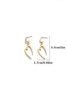 1 Pair Minimalist Copper Alloy Heart Shaped Earrings, Simple Design Elegant Jewelry Suitable For Daily Wear And Gifting - Multicolor - View 5