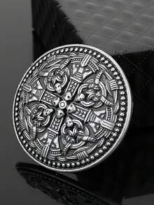 eyekan 北欧风椭圆形金属胸针，简约几何造型，复古风格，英伦复古风翻领别针，可搭配外套、夹克、围巾、帽子，日常穿搭及礼品馈赠。 - 銀灰色 - 查看 5