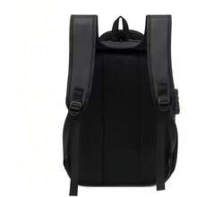 Mochila masculina de gran capacidad con cerradura antirrobo, bolso de computadora de negocios con carga USB, mochila casual, mochila para estudiantes de secundaria - Negro - Ver 3