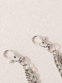 1pc Fashion Hip Hop Star Pendant Chain Belt, Men's Patchwork Pants Chain Accessory, Metal Box Chain Punk Waist Chain - Silver - View 5