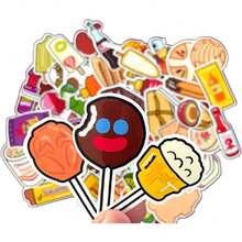 Mexican Food Vinyl Stickers, Snacks and Candy Stickers, Water Resistant, Set of 60, White,40841535 - Multicolor - Ver 1