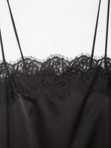 Blusa de satén y encaje de estilo minimalista europeo y americano de moda para mujer en verano, Camellia - Marrón 2 - Ver 9