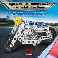 Kit de Construcción Modelo de Motocicleta, DIY Juguete de Motocicleta de Metal Ensamblado, Regalo de Modelo de Motocicleta de Metal 5 en 1 para Niños de 8 a 15 Años (139 Pcs),40853700 - Multicolor - Ver 2