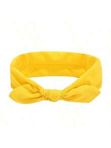 1对天鹅绒弹性复古交叉发带，织物运动瑜伽吸汗带发饰，女士优雅发带休闲头巾 - 黃色 - 查看 4